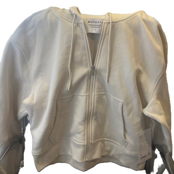 Athleta Forever Fleece Full Zip Sweatshirt - Size Medium, Color Bone - Picture 4 of 7